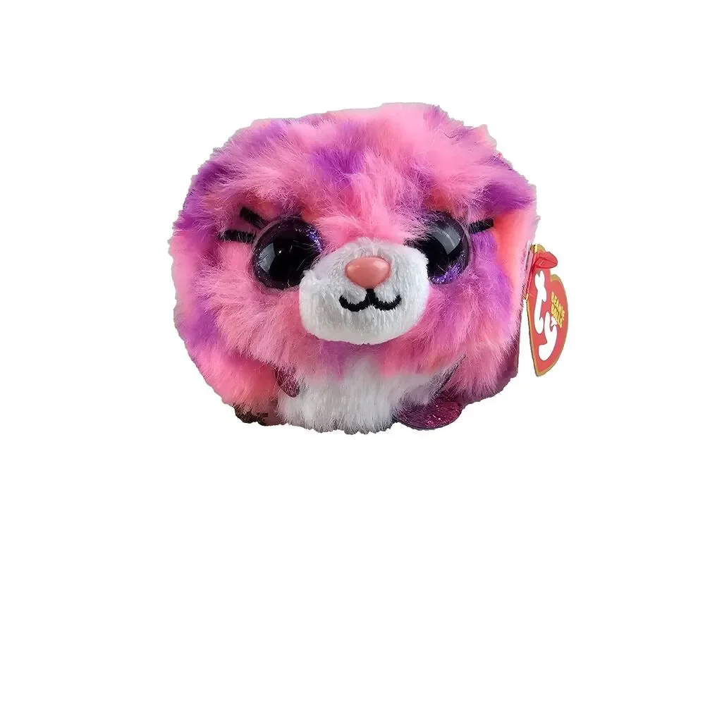 TY Beanie Balls Topaz Pink Purple Leopard Plush Glitter Eyes Stuffed Animal NWT